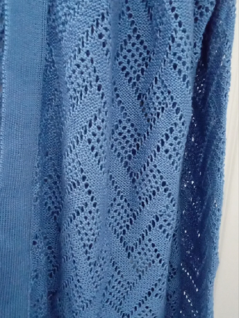 Cyrus Women's Sky Blue Open-Front Pointelle Knit Cardigan Medium - Picture 5 of 10